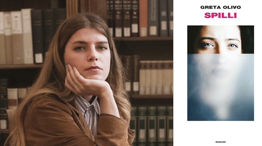 Greta Olivo e la copertina del suo libro "Spilli" - Einaudi Edizioni