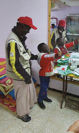 Child receiving gifts